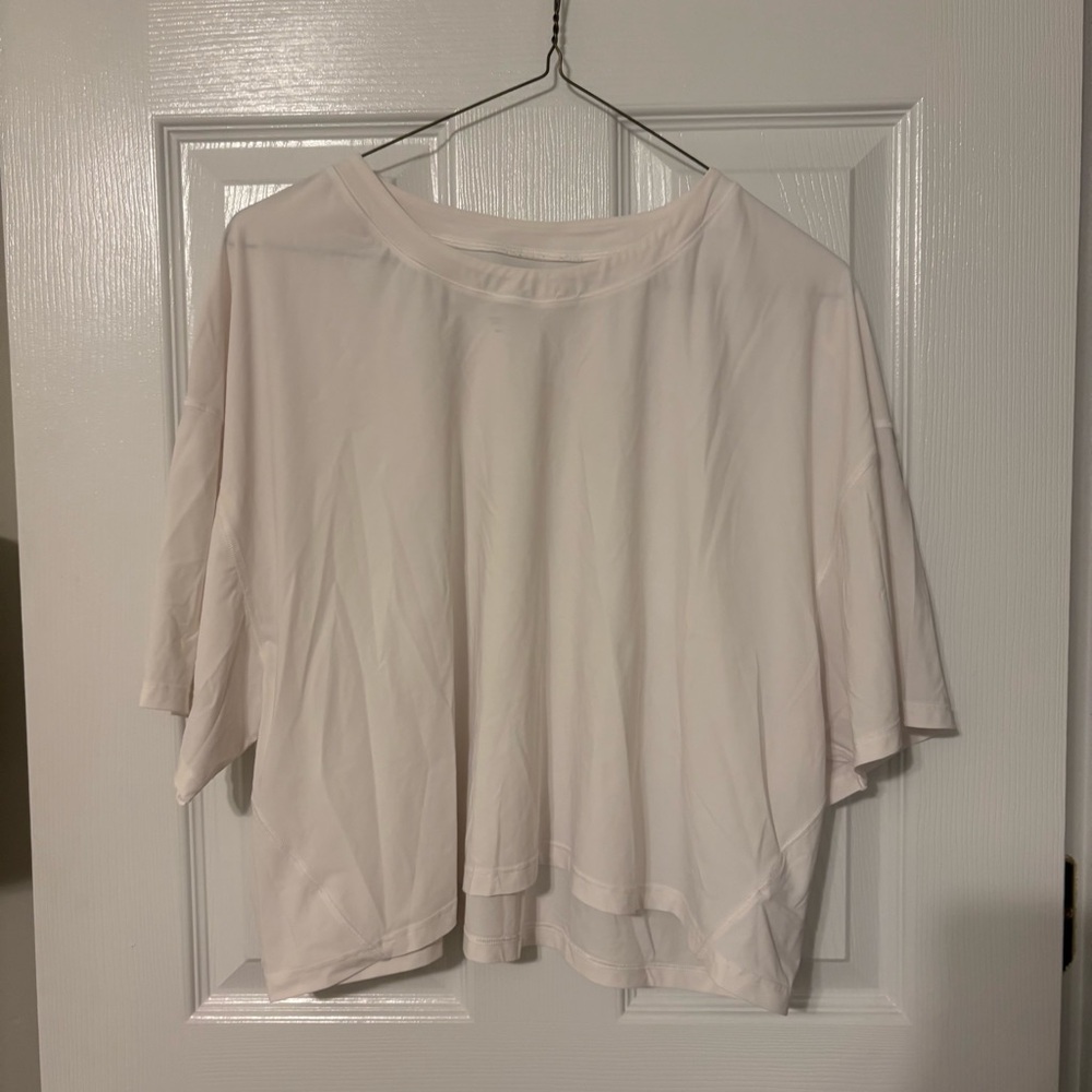 Cropped White Athleta Workout Top